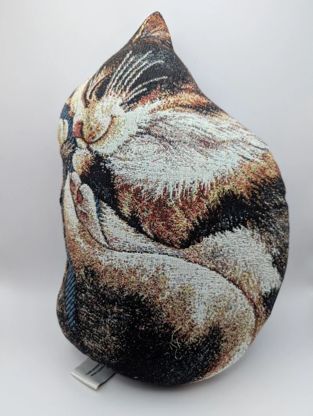 Curled Up Cat Pillow Pat Cockrell Tapestry Throw Pillow Kitten Vintage 90's